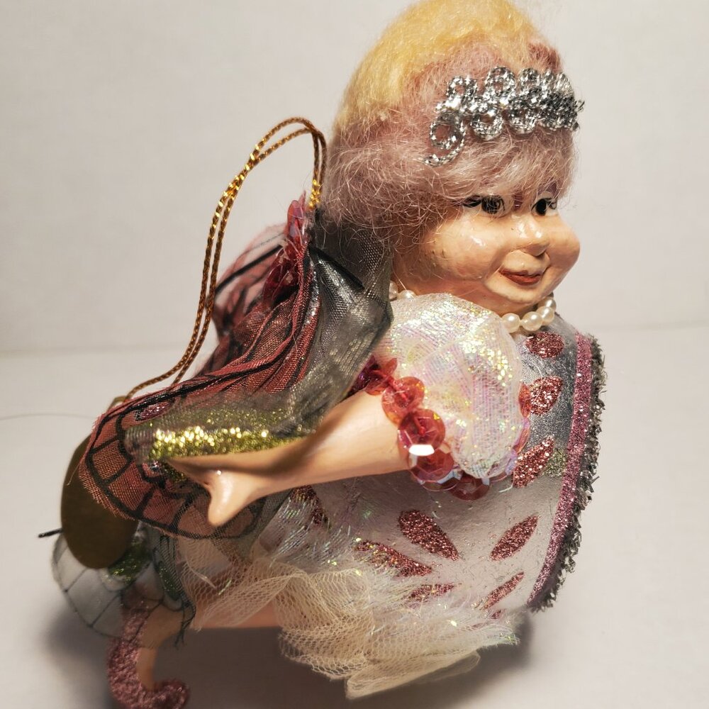 Vintage Katherine's Collection Pink & Silver Fairy Ornament